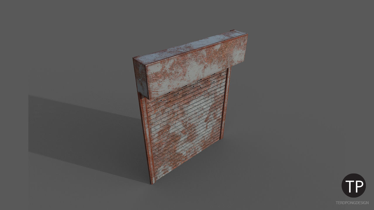 Metal industrial door Low-poly 3D model_7