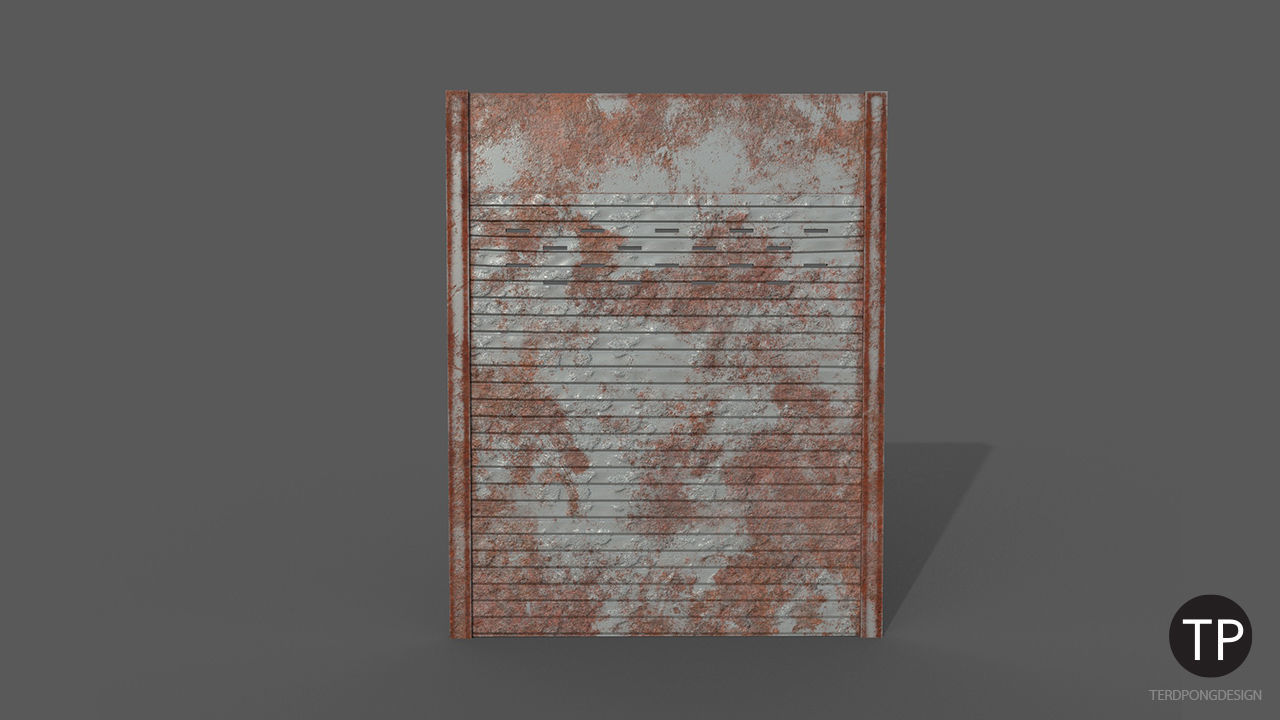 Metal industrial door Low-poly 3D model_5