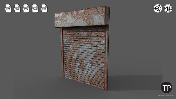 Metal industrial door Low-poly 3D model