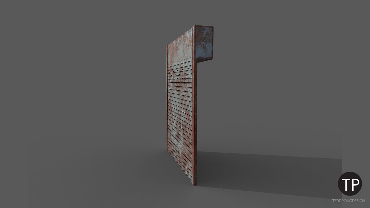 Metal industrial door Low-poly 3D model_6
