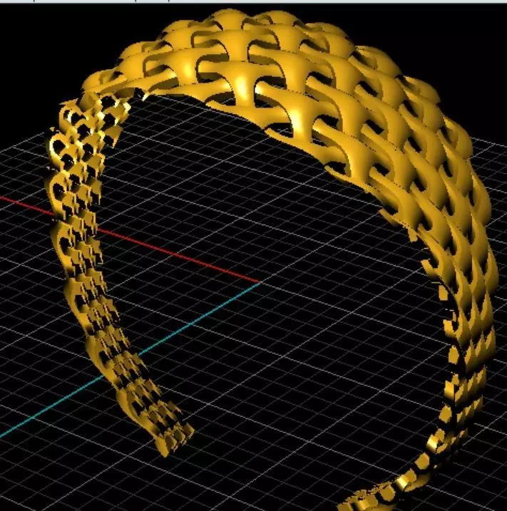 Bracelet gold mesh headband Free 3D model