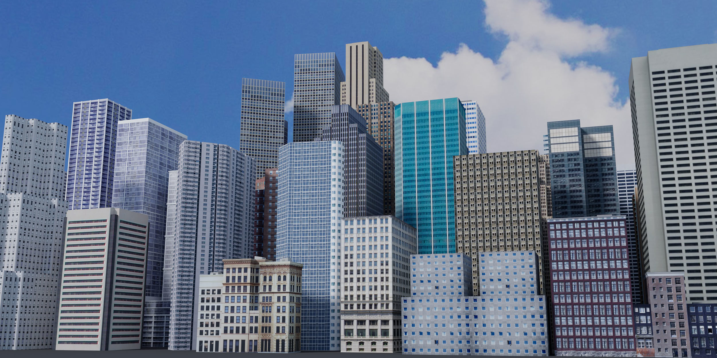 City Downtown Skyscraper Low-poly 3D model_1