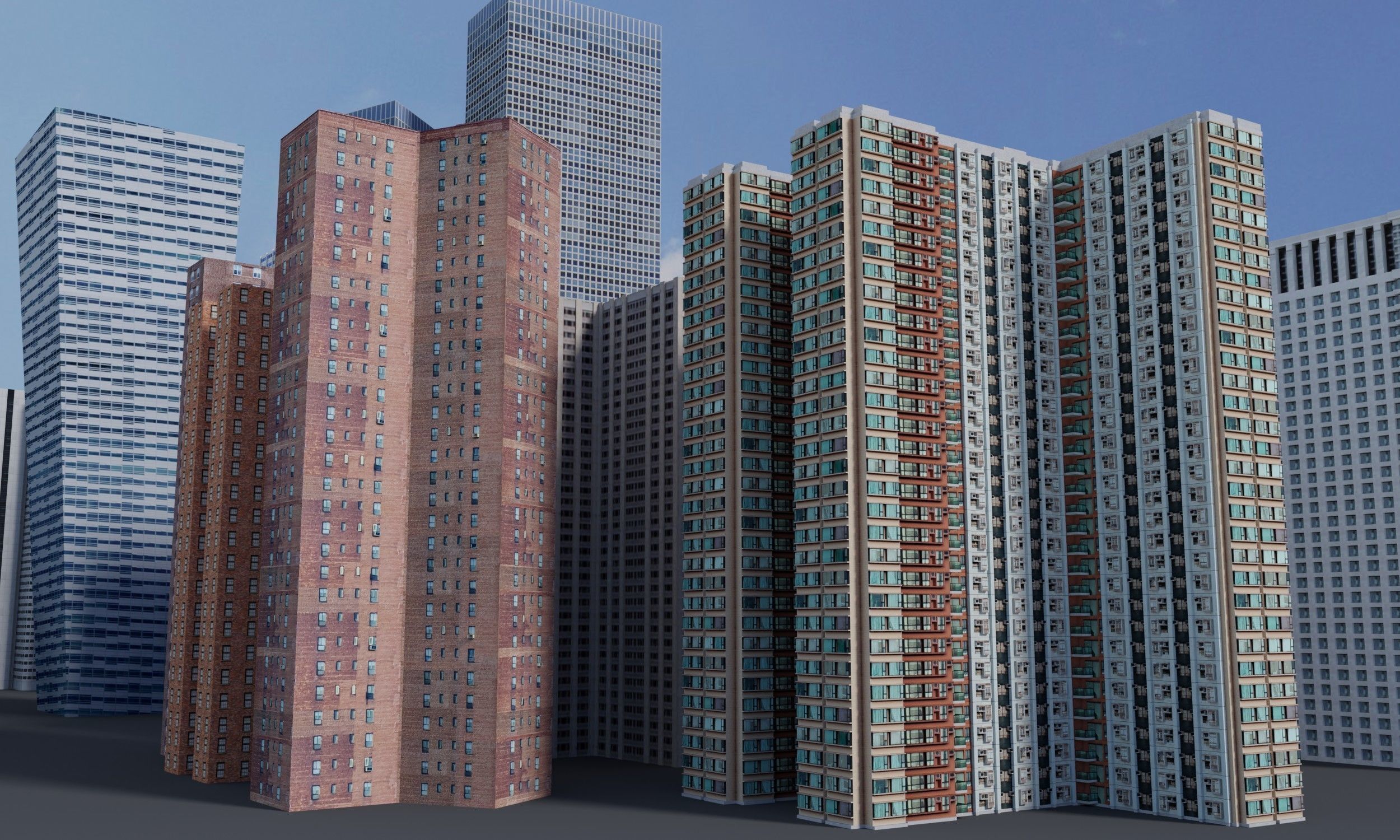 City Downtown Skyscraper Low-poly 3D model_7