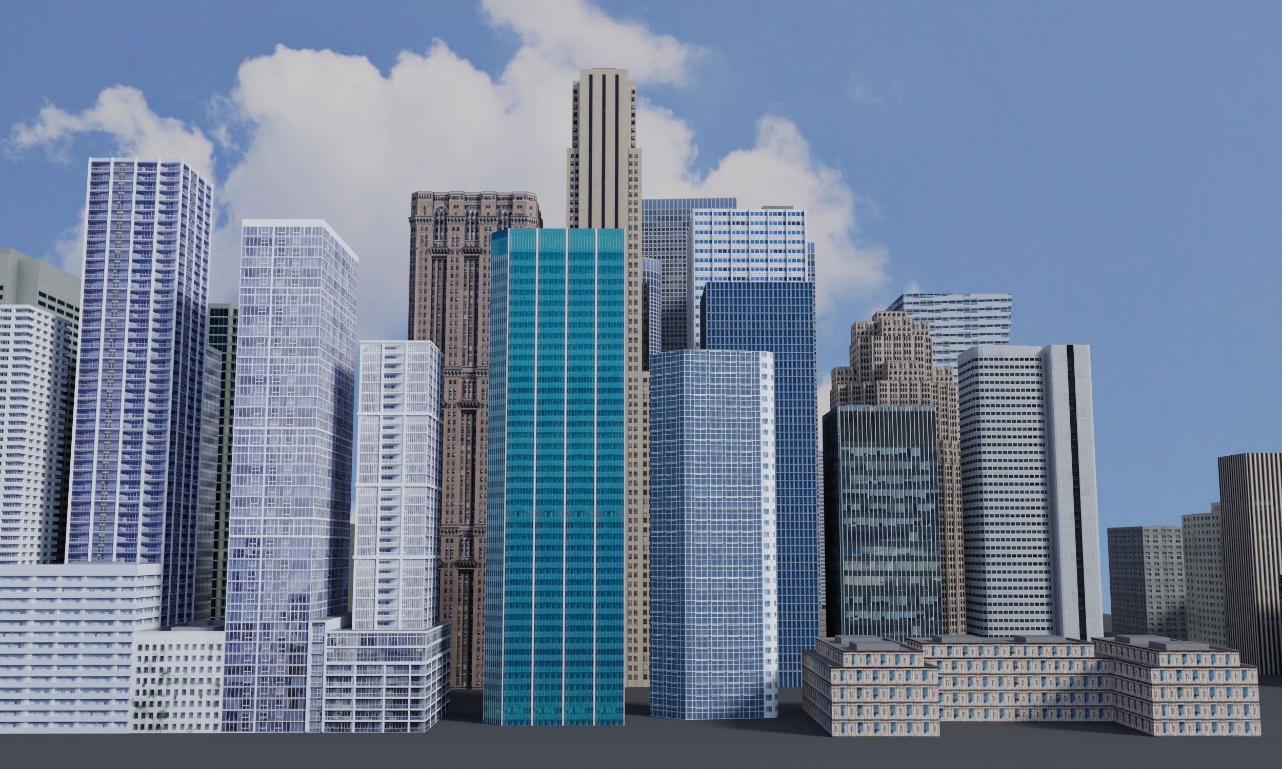City Downtown Skyscraper Low-poly 3D model_4