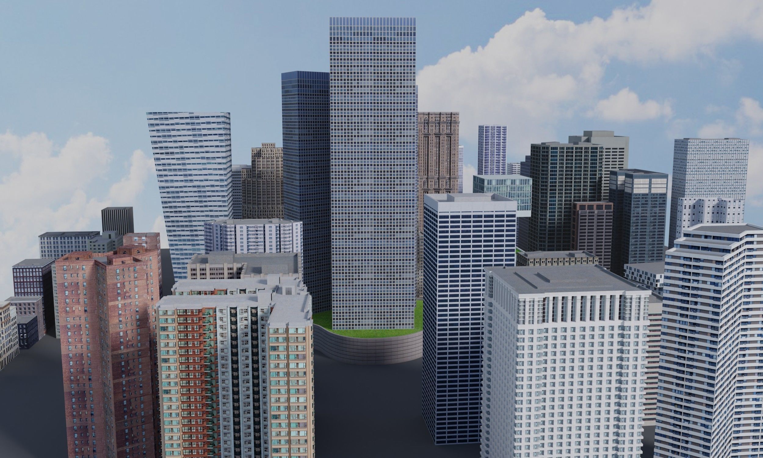 City Downtown Skyscraper Low-poly 3D model_5