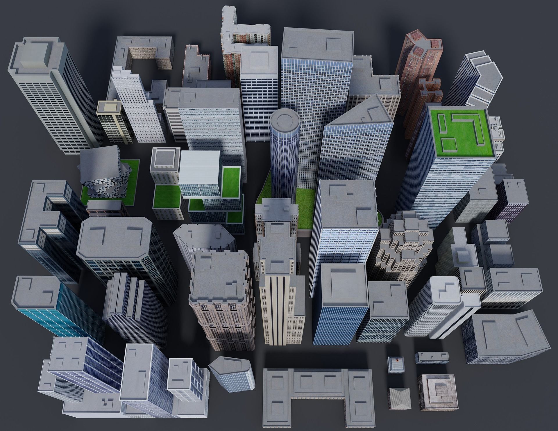 City Downtown Skyscraper Low-poly 3D model_2