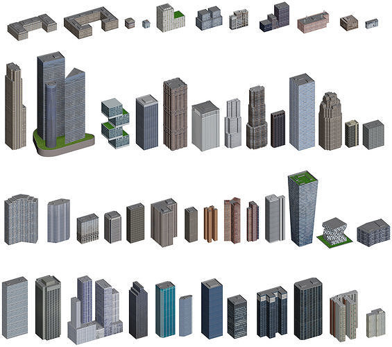 City Downtown Skyscraper Low-poly 3D model