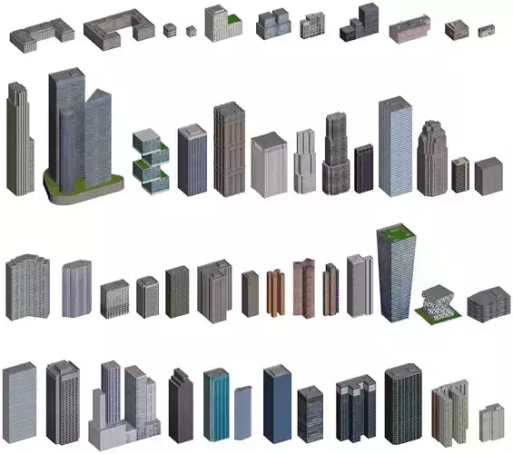 City Downtown Skyscraper Low-poly 3D model