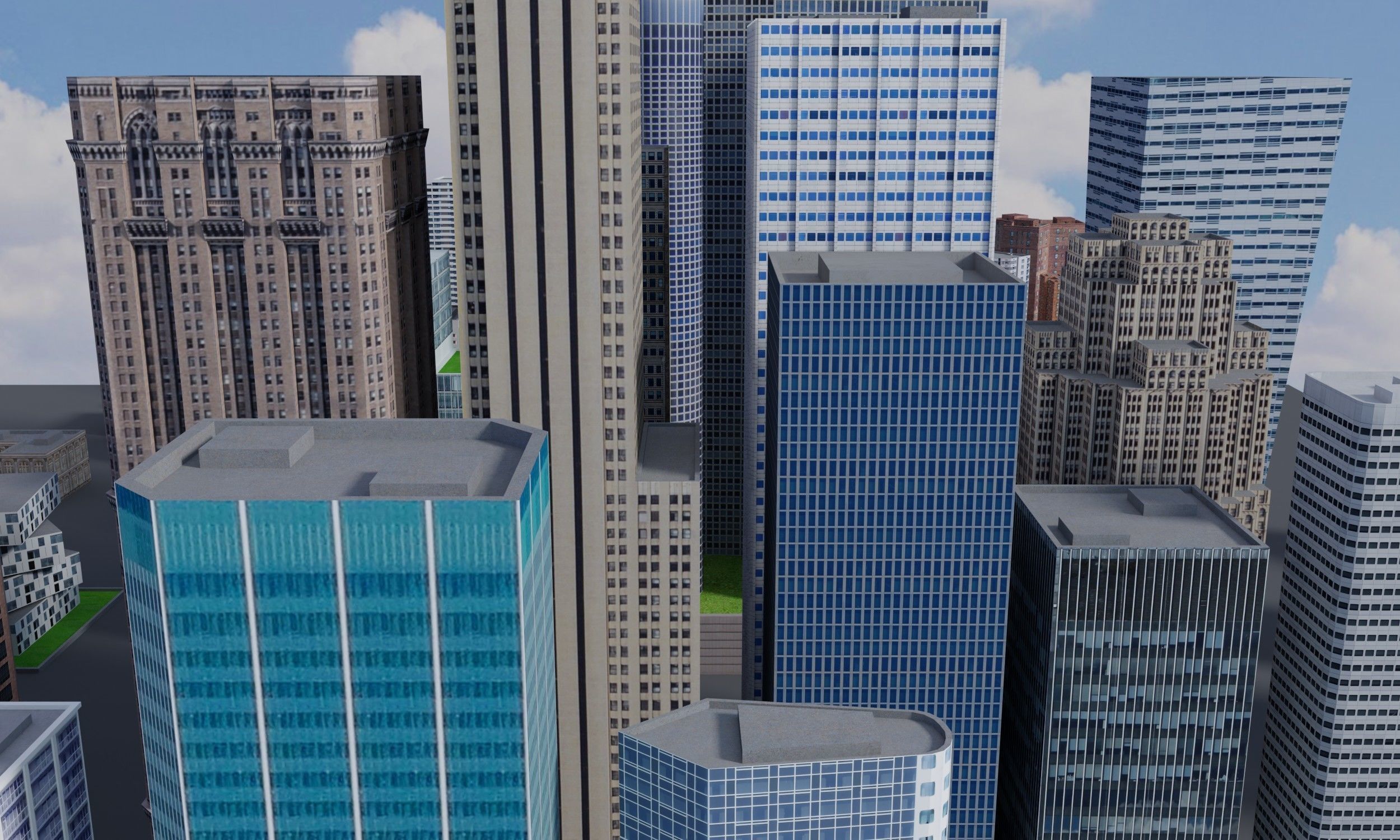 City Downtown Skyscraper Low-poly 3D model_6