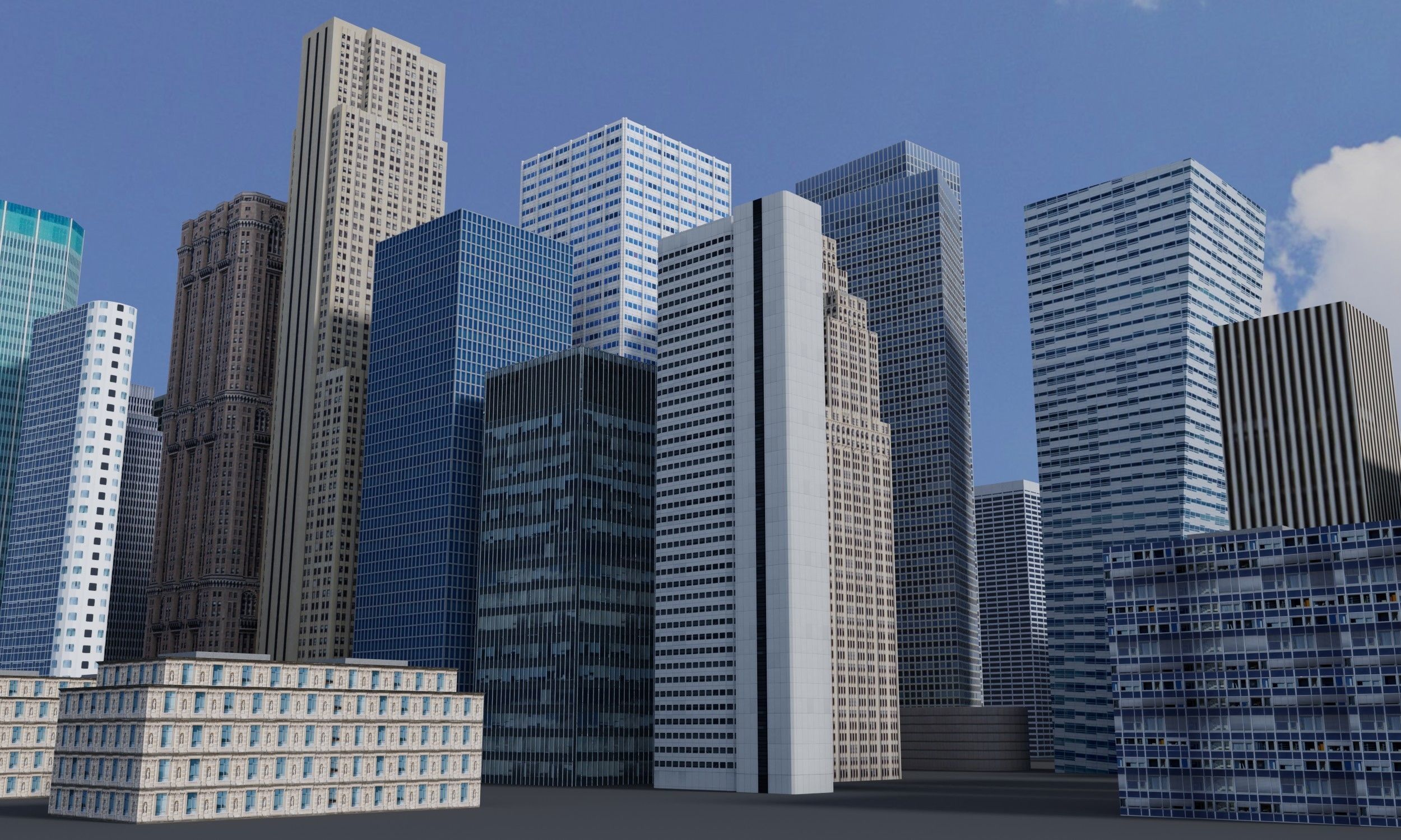 City Downtown Skyscraper Low-poly 3D model_3