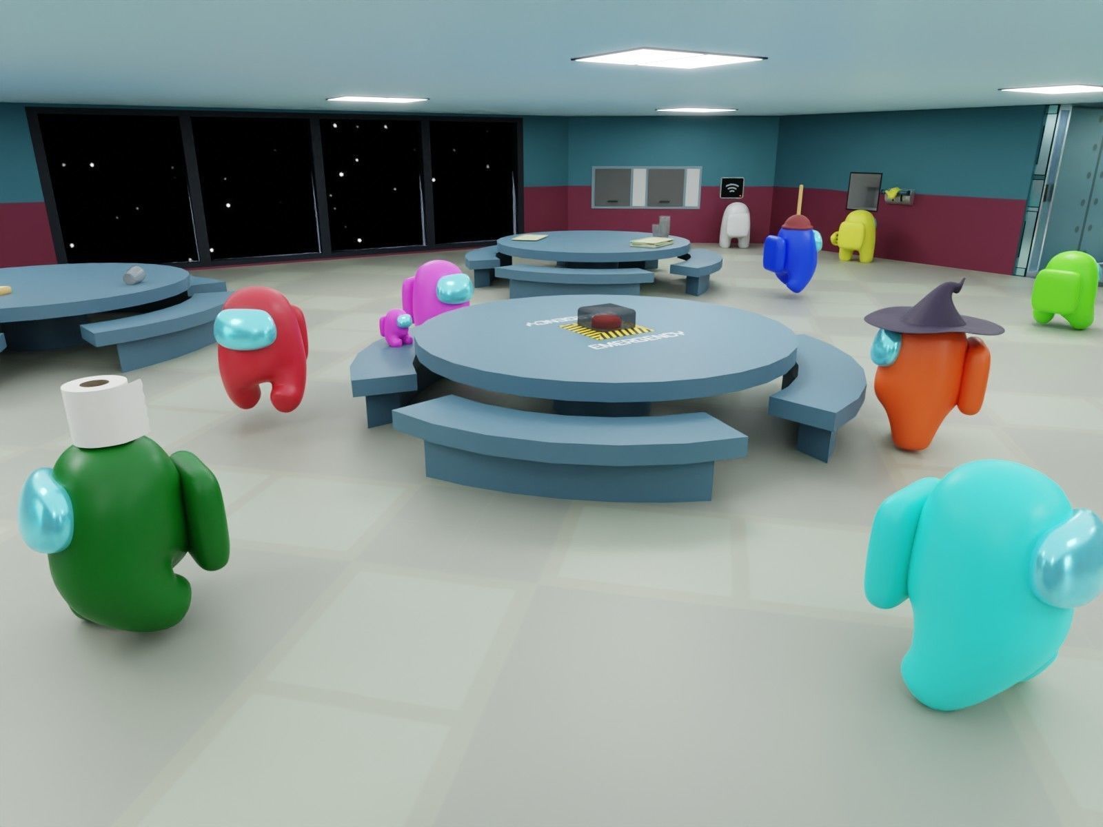 Among Us - The Skeld map 3D model_1