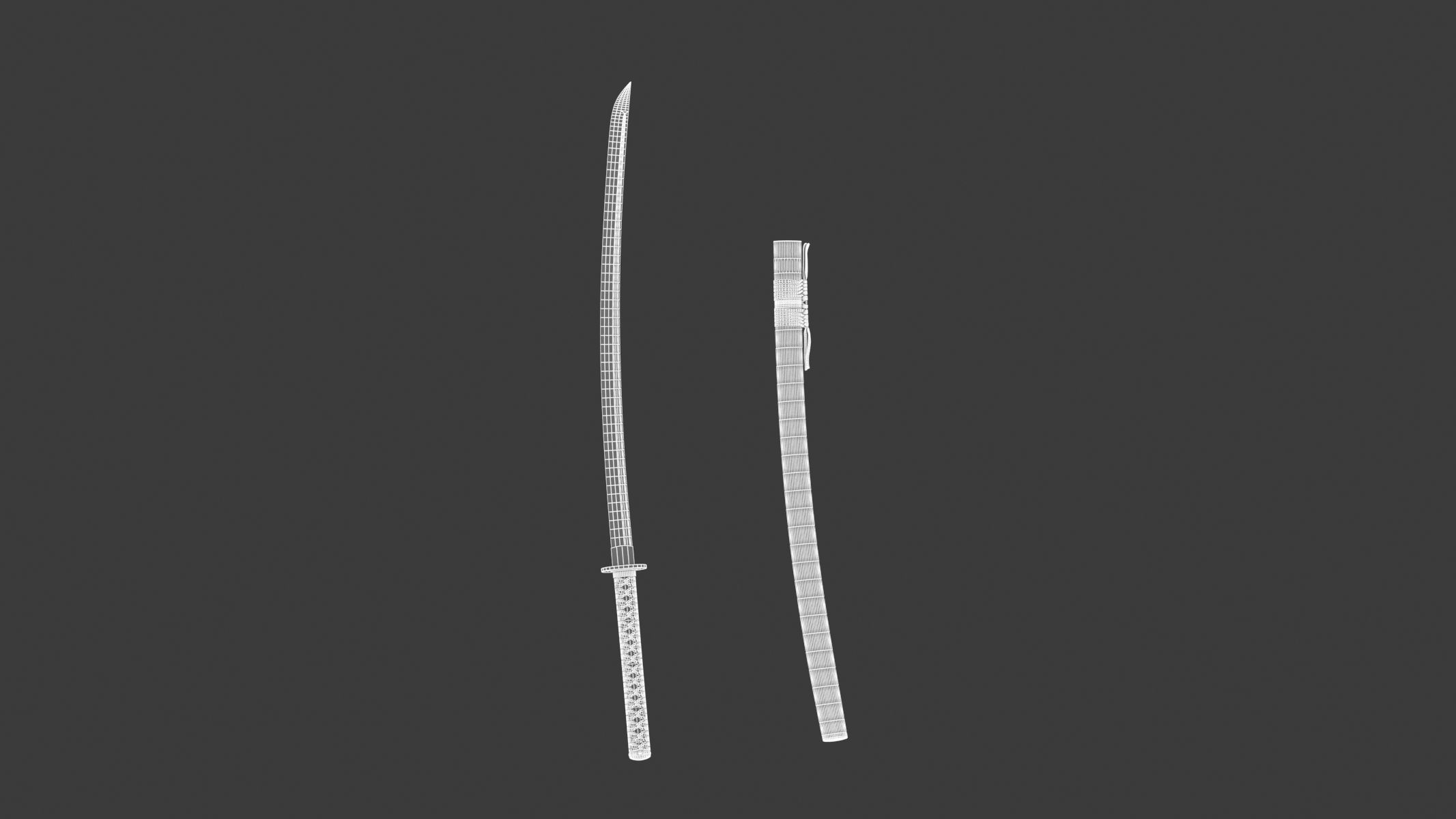 Katana samurai sword Low-poly 3D model_16