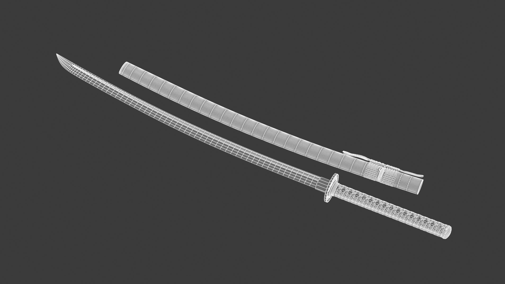 Katana samurai sword Low-poly 3D model_13