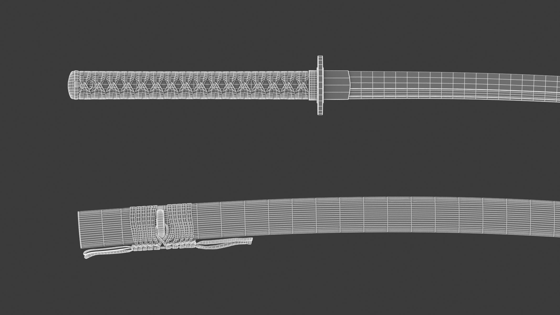 Katana samurai sword Low-poly 3D model_18