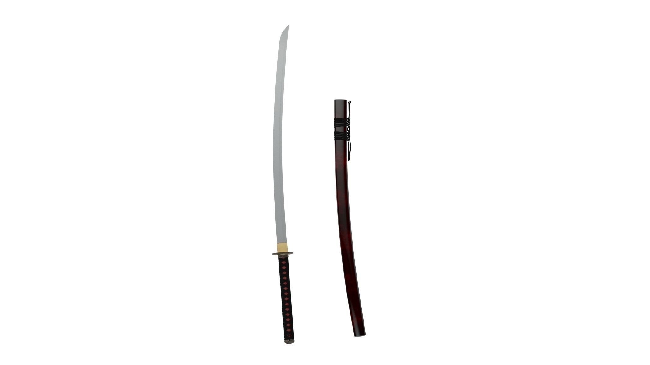 Katana samurai sword Low-poly 3D model_5
