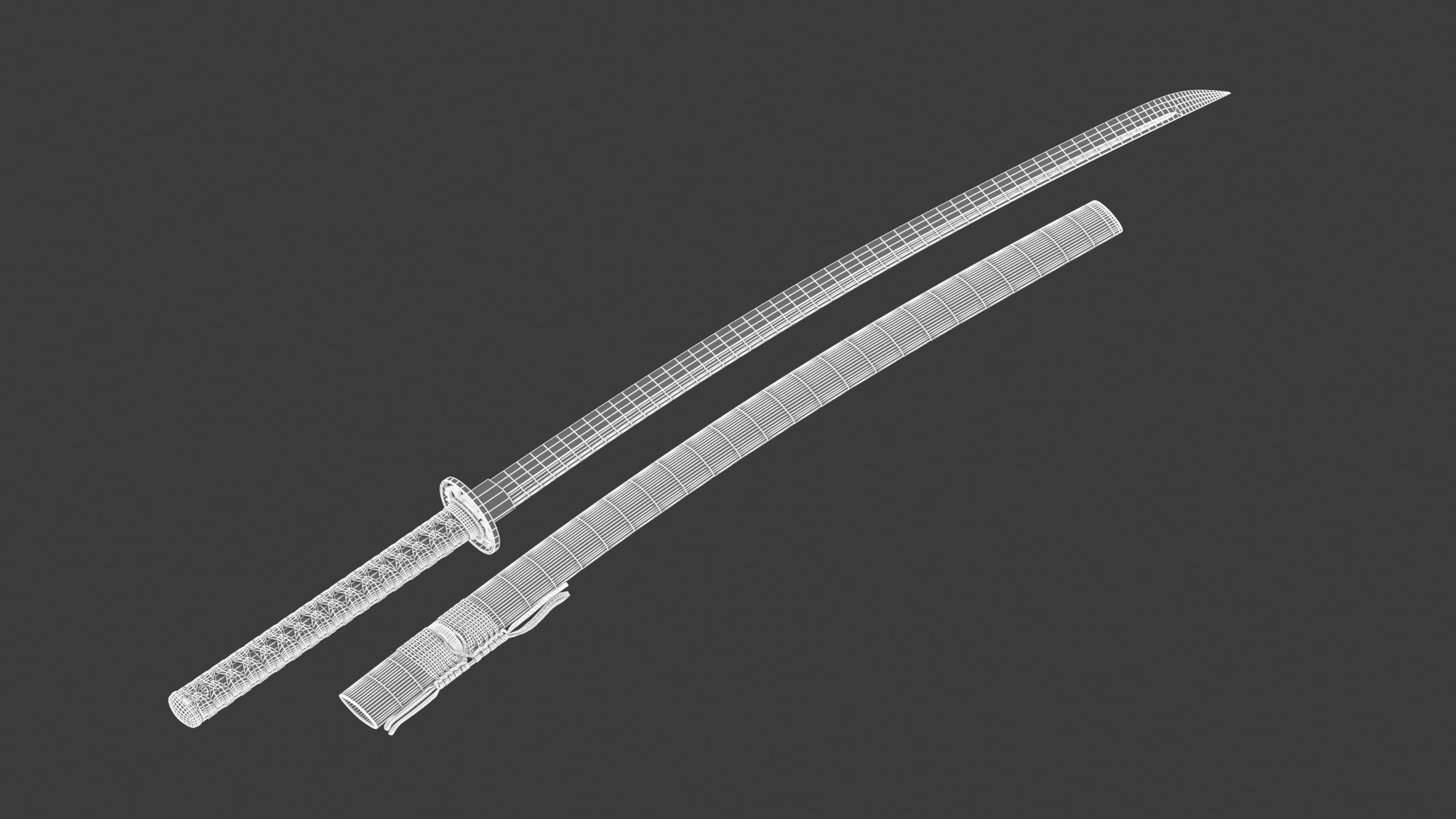 Katana samurai sword Low-poly 3D model_11