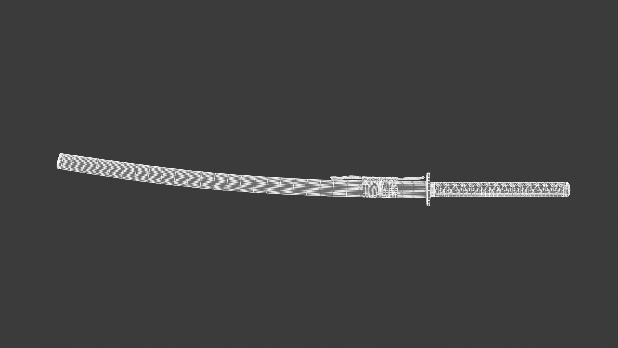 Katana samurai sword Low-poly 3D model_14