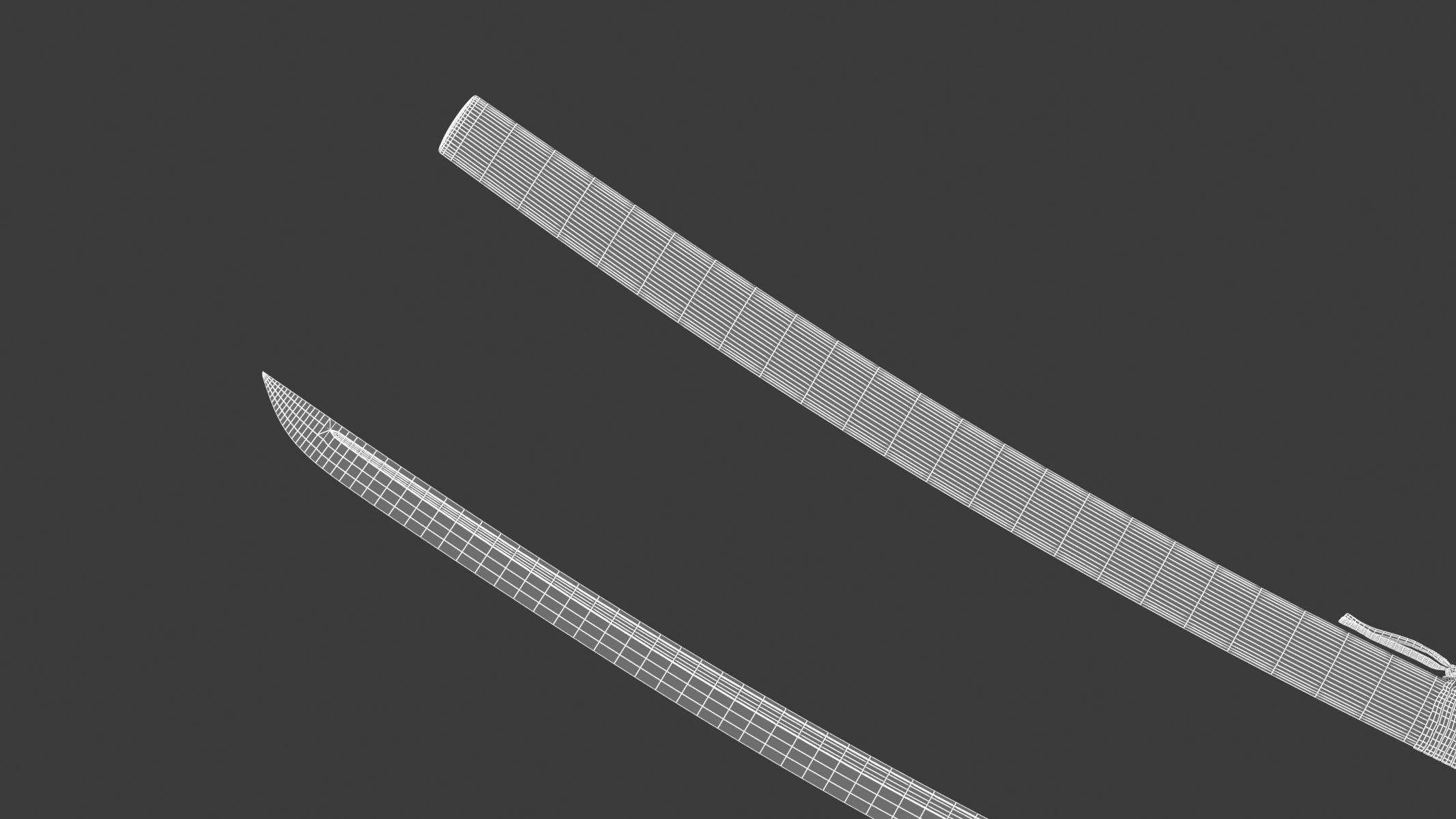 Katana samurai sword Low-poly 3D model_19