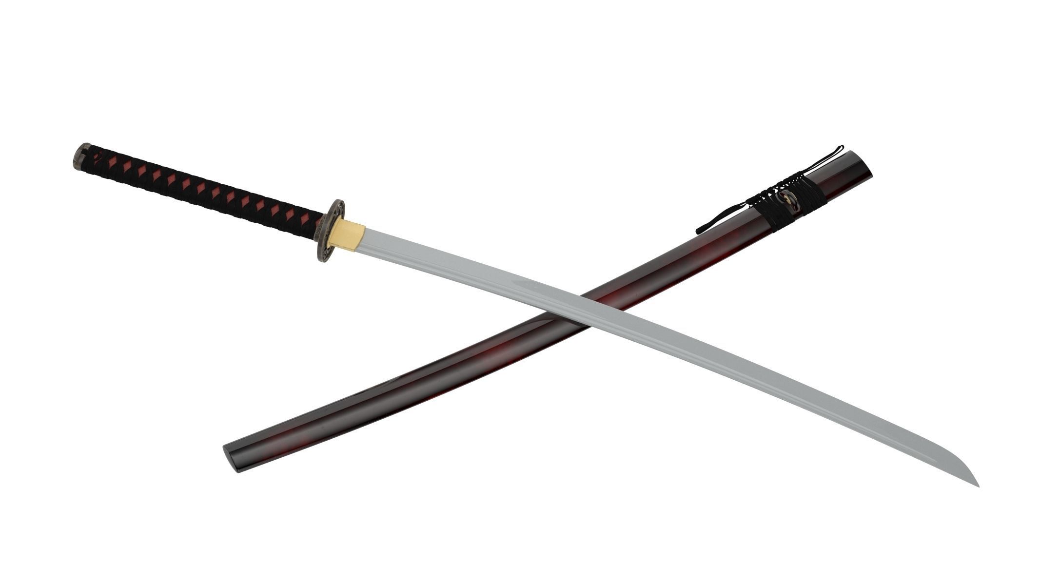 Katana samurai sword Low-poly 3D model_4