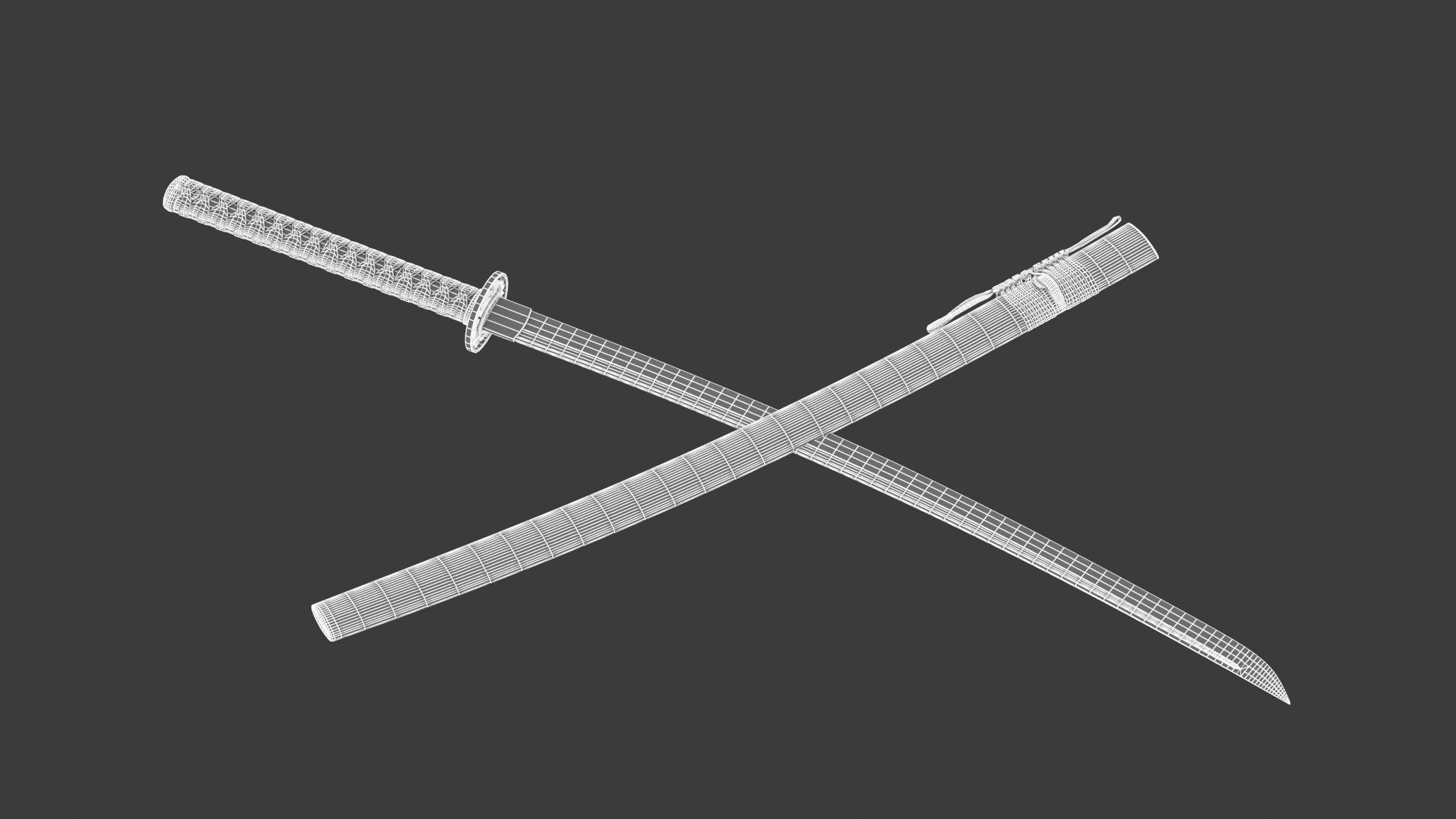 Katana samurai sword Low-poly 3D model_15