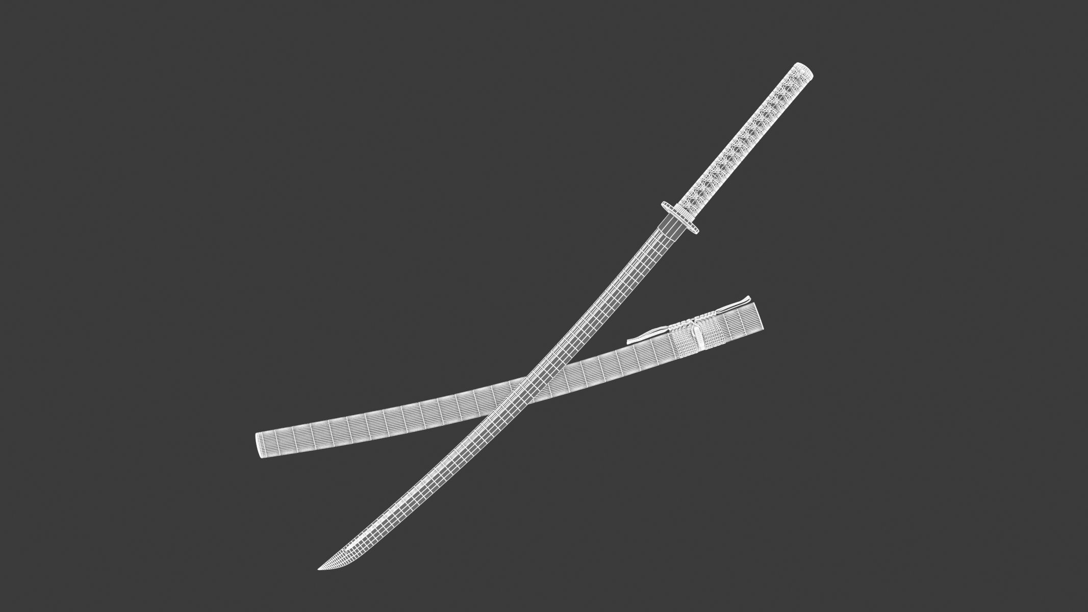 Katana samurai sword Low-poly 3D model_17