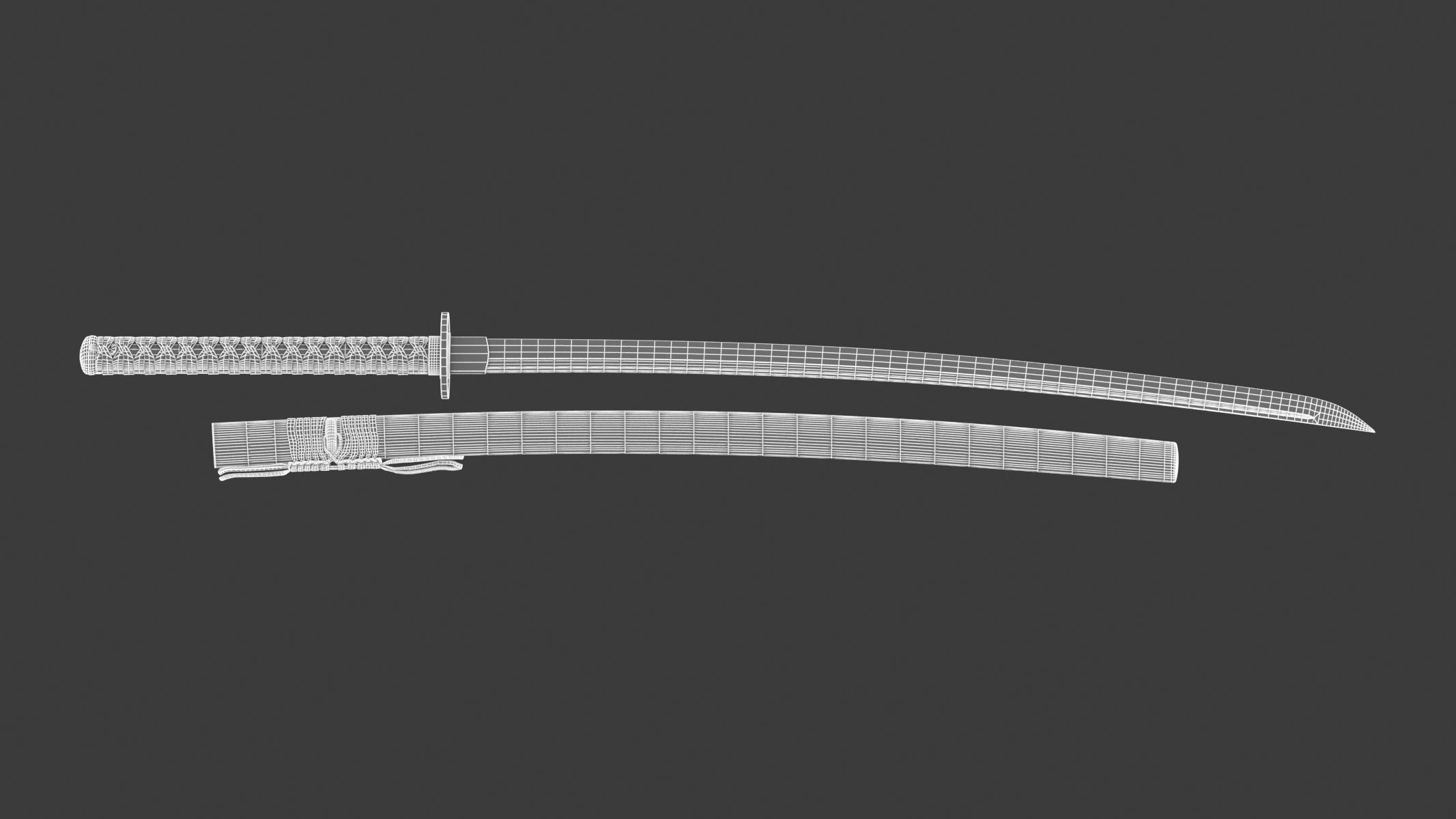 Katana samurai sword Low-poly 3D model_10