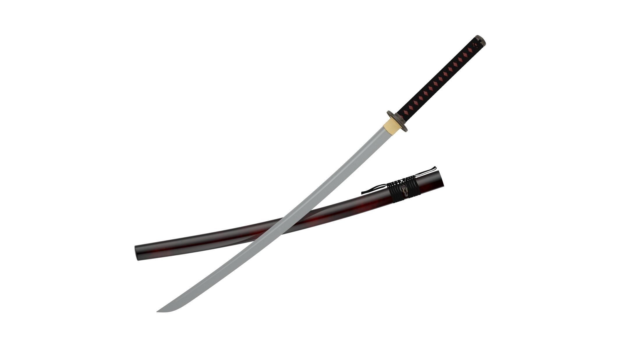 Katana samurai sword Low-poly 3D model_6