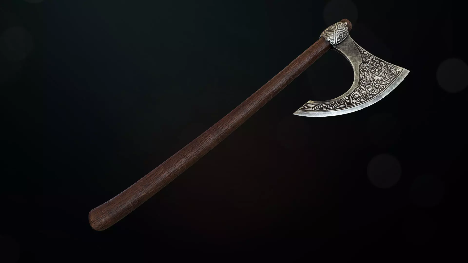 Battle axe  Low-poly 3D model_0