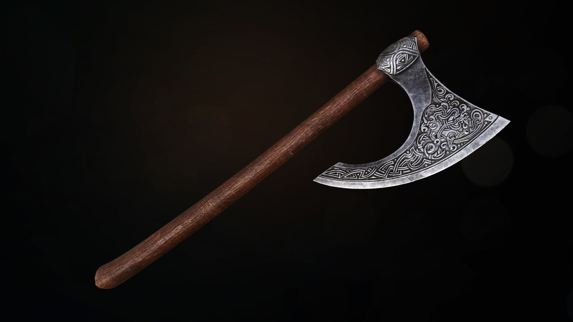 Battle axe  Low-poly 3D model_3