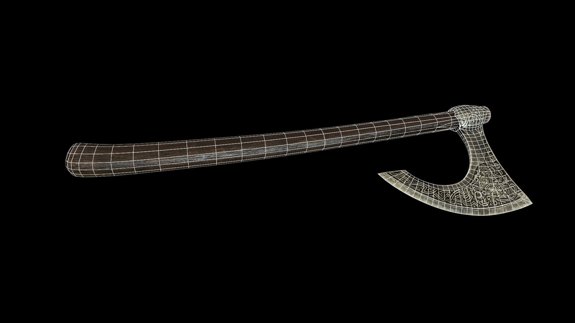 Battle axe  Low-poly 3D model_7