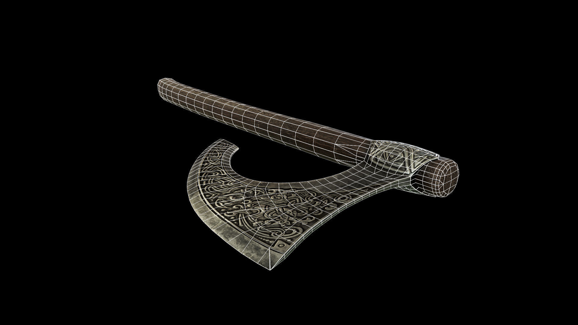 Battle axe  Low-poly 3D model_8