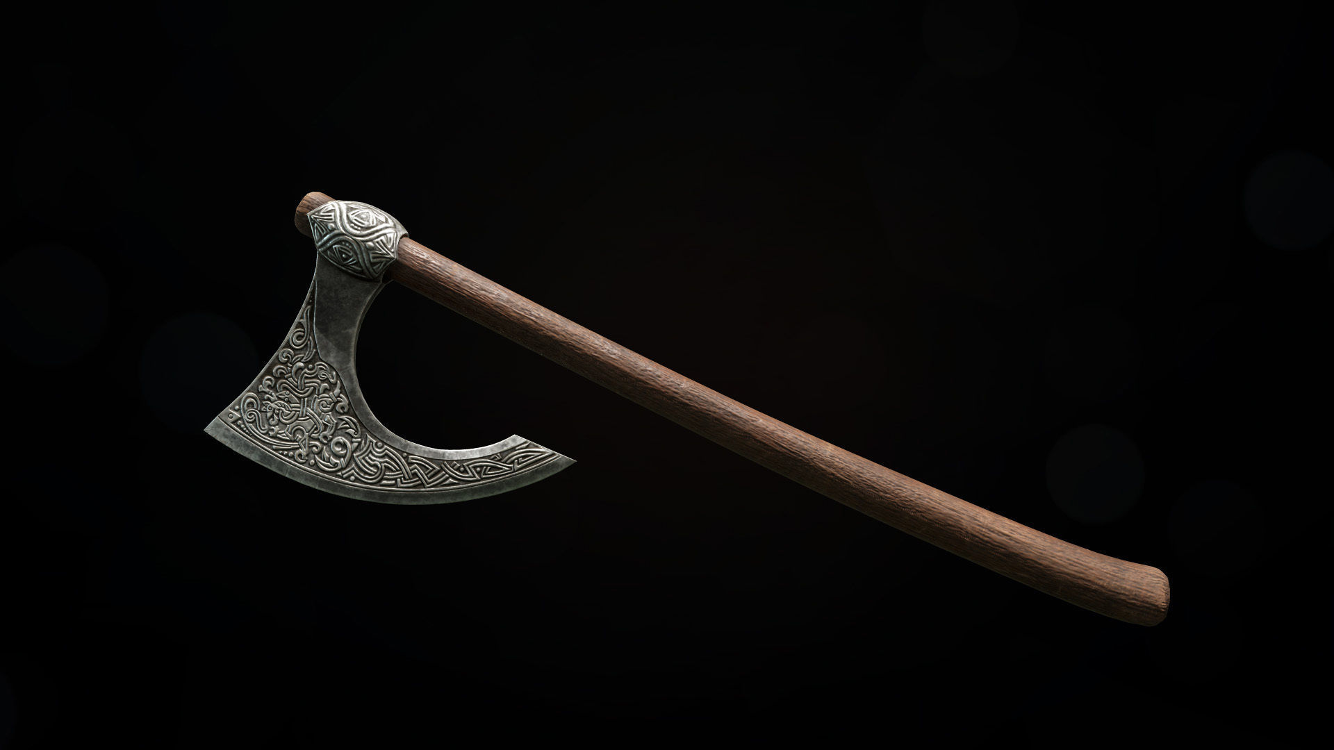 Battle axe  Low-poly 3D model_4