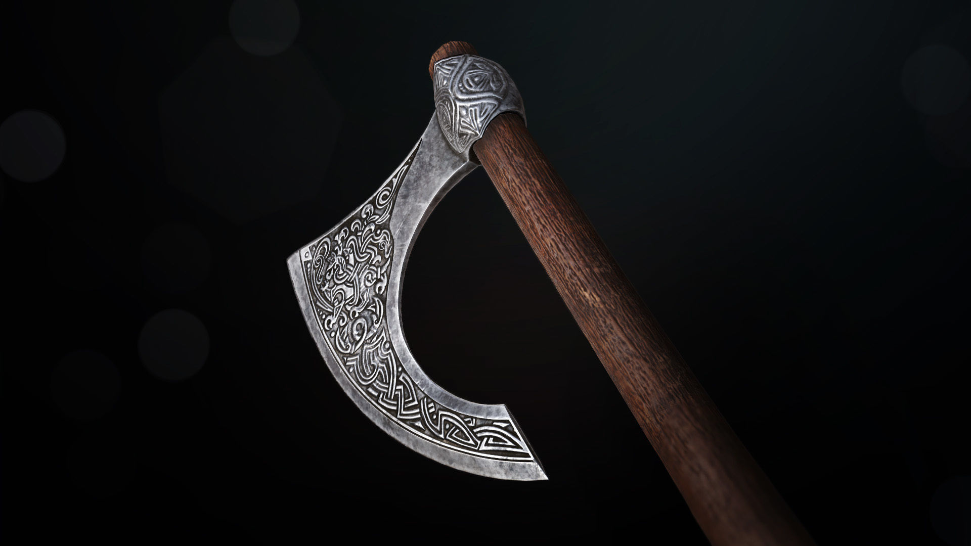 Battle axe  Low-poly 3D model_2