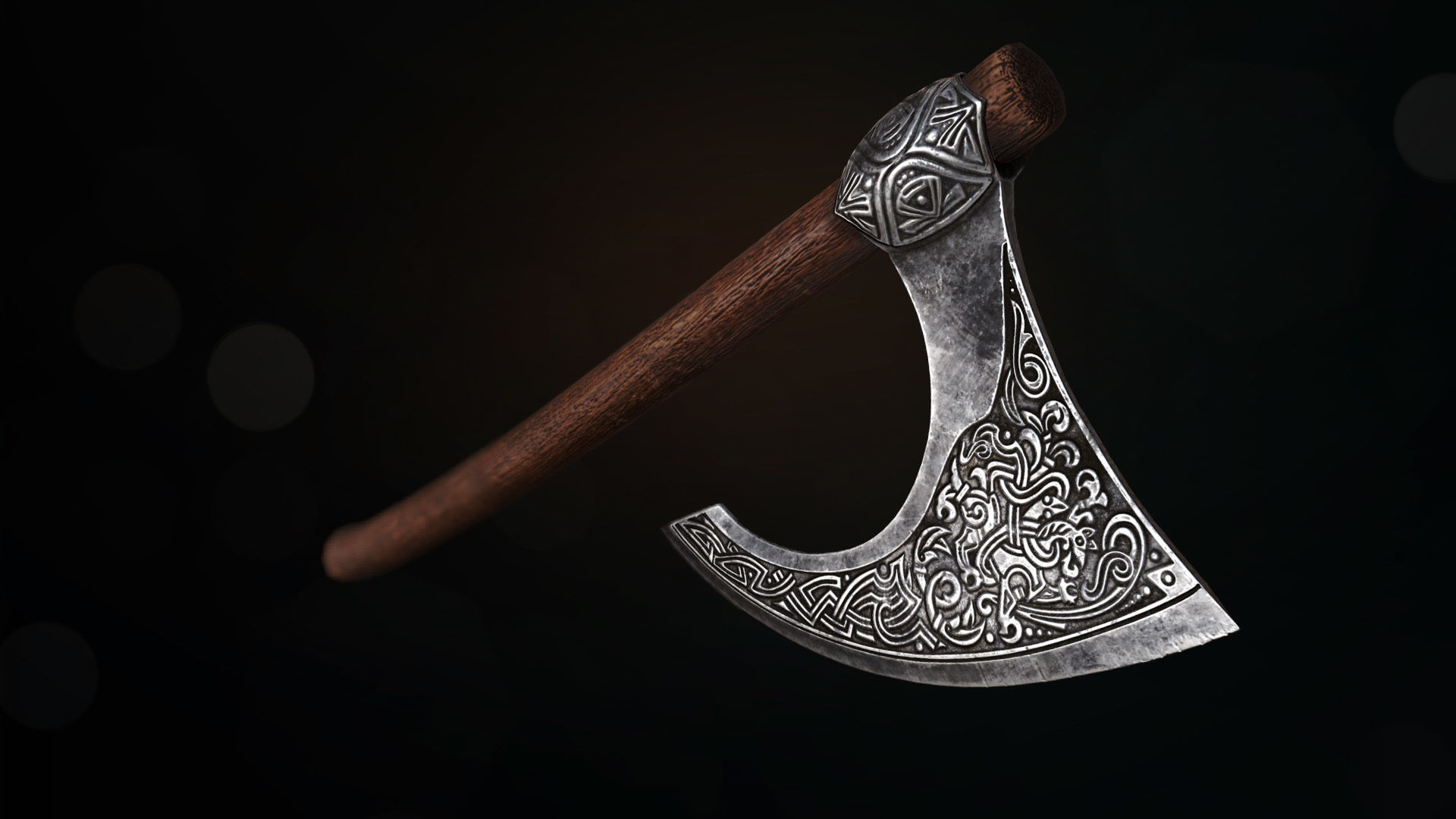 Battle axe  Low-poly 3D model_1