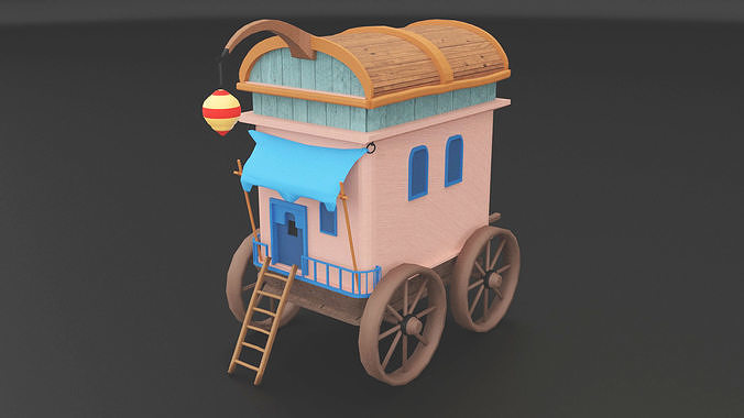  Stylized Medieval Caravan Low-poly 3D model