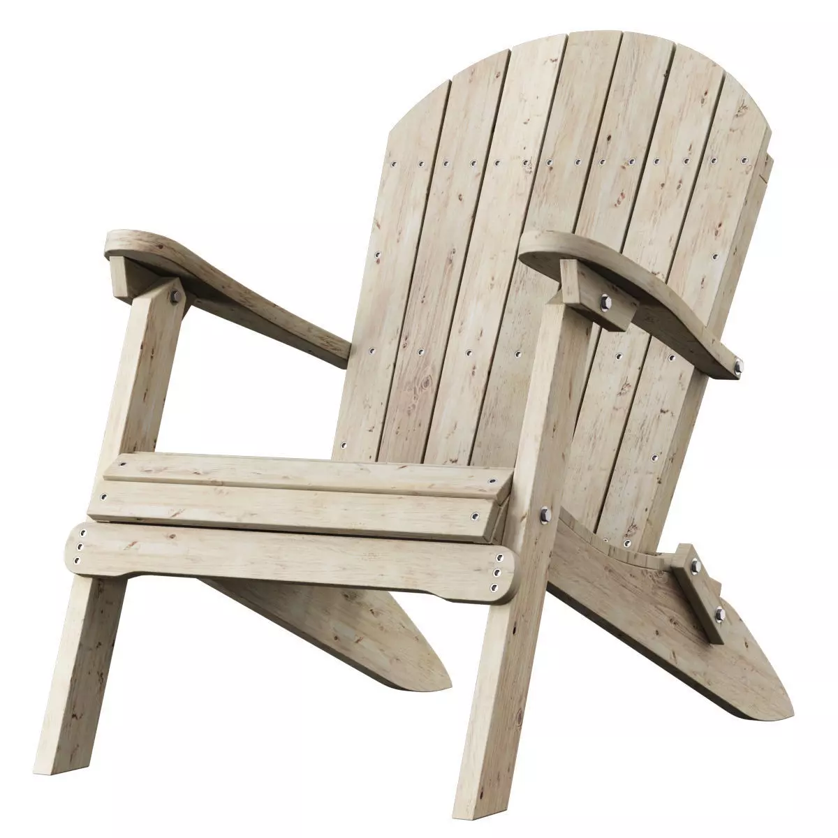 Outdoor wooden chair Low-poly 3D model