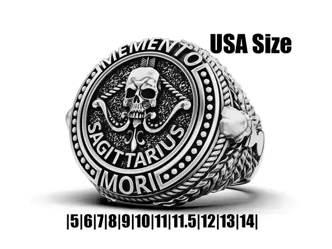 Zodiac skull ring Sagittarius