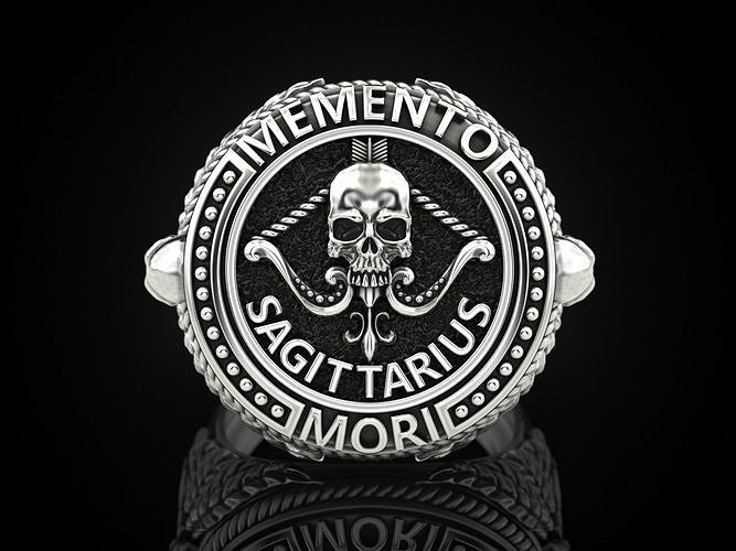 Zodiac skull ring Sagittarius 3D print model