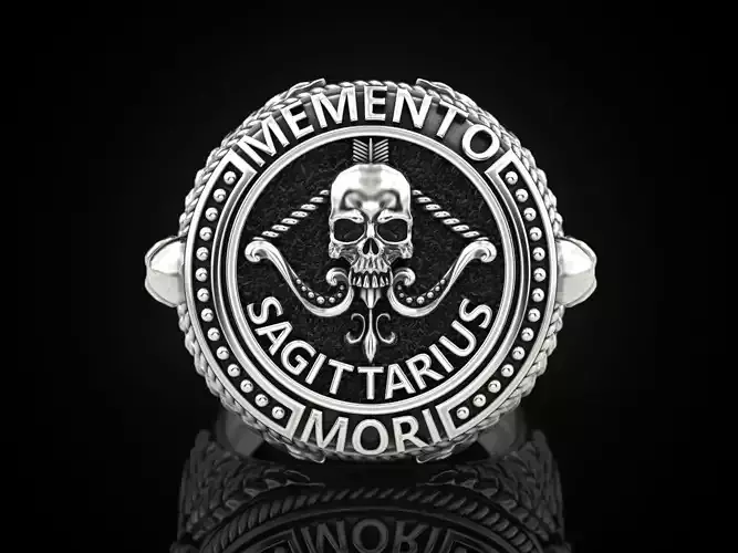 Zodiac skull ring Sagittarius 3D print model