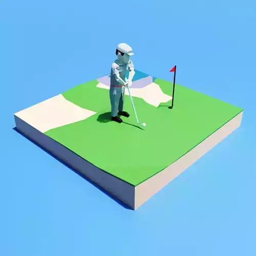 Golf Playing Low-poly 3D model Golf Playing Low-poly 3D model