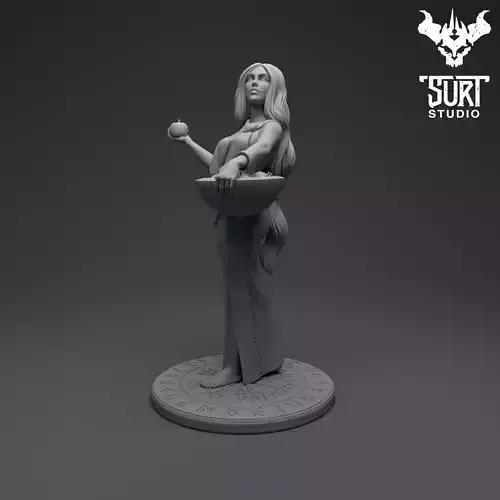 Idunn statue of woman holding bowl 3D print model