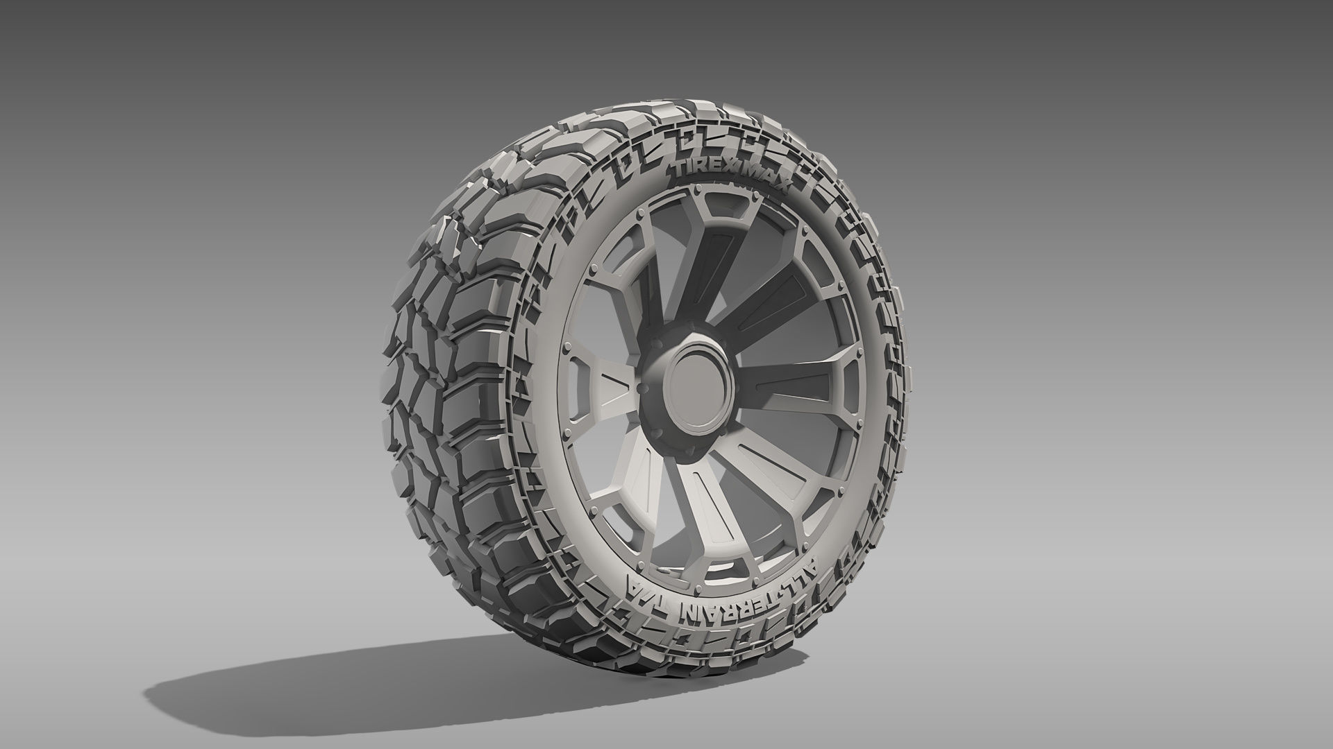 All Terrain Tire and Rim 3D model_17