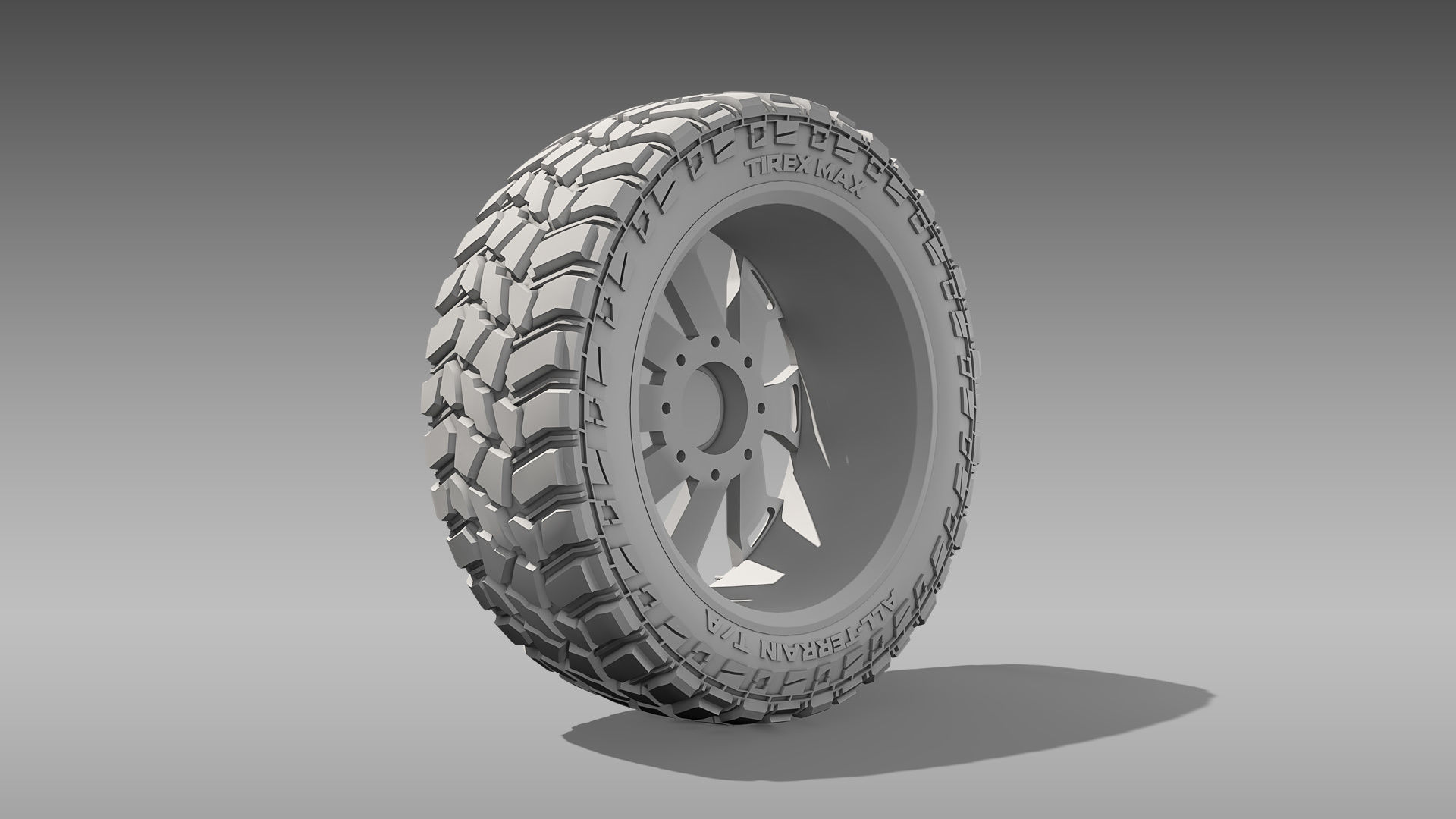All Terrain Tire and Rim 3D model_21