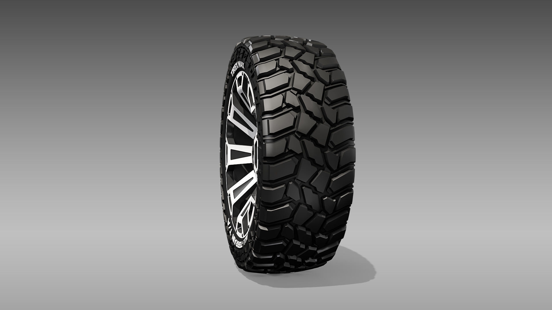 All Terrain Tire and Rim 3D model_9