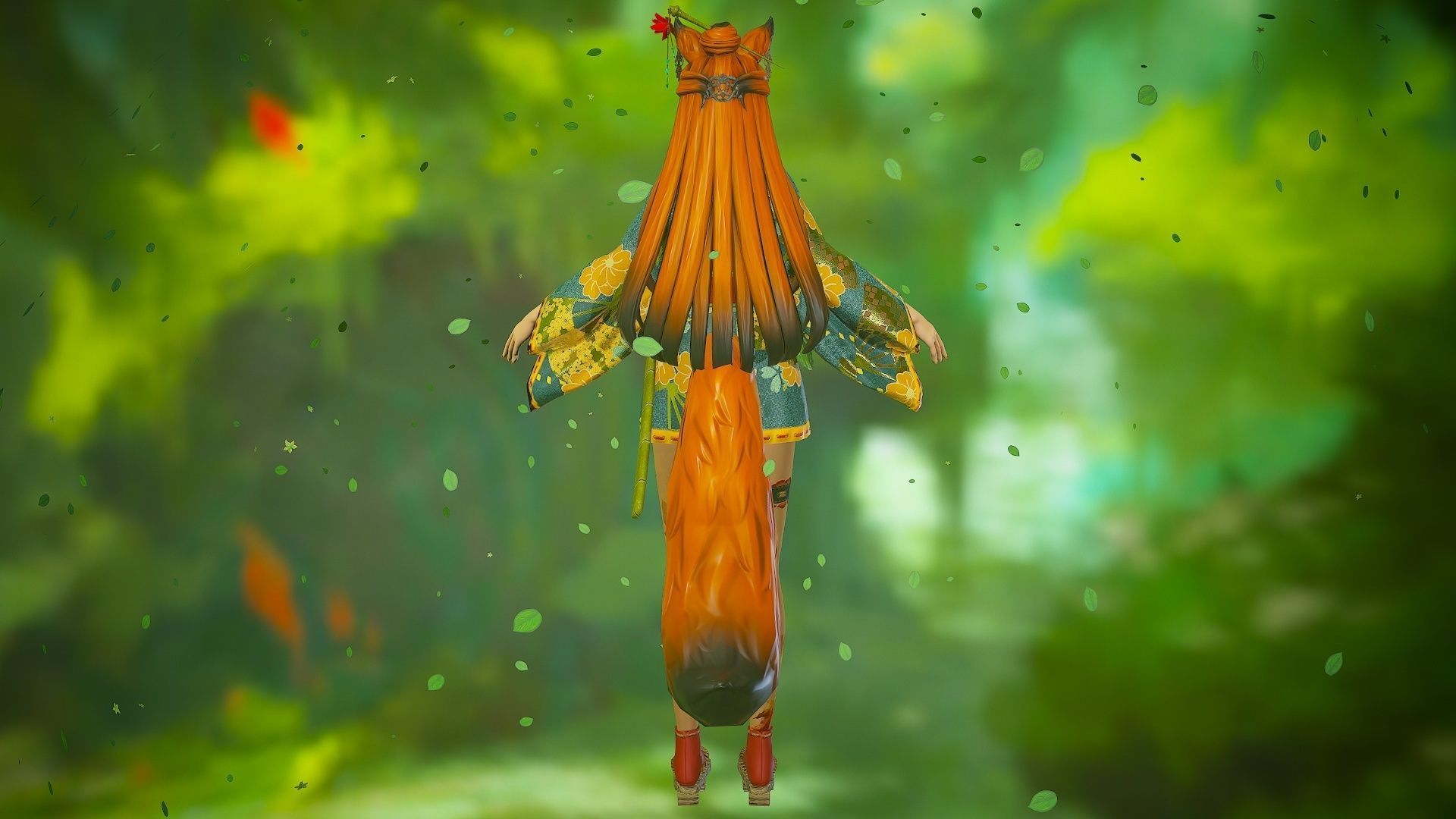 Forest Kitsune - Game Ready Character Low-poly 3D model_7