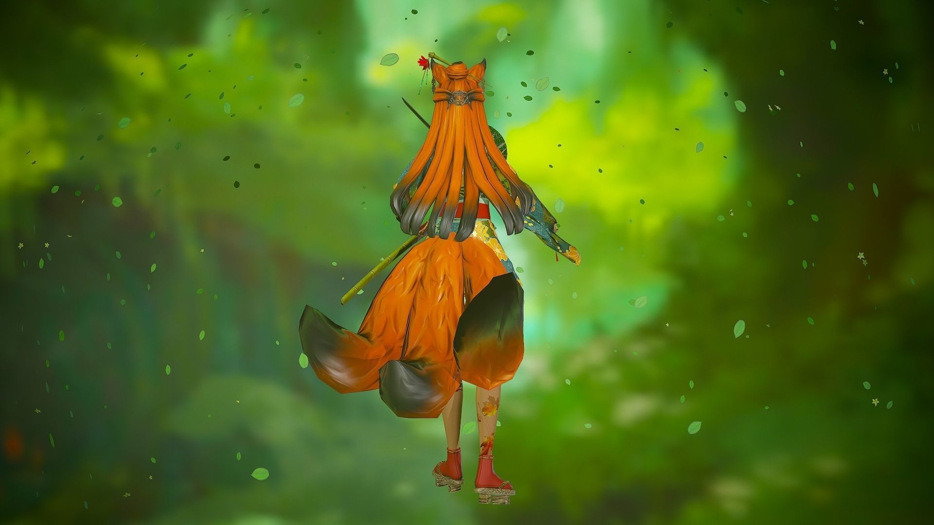 Forest Kitsune - Game Ready Character Low-poly 3D model_23