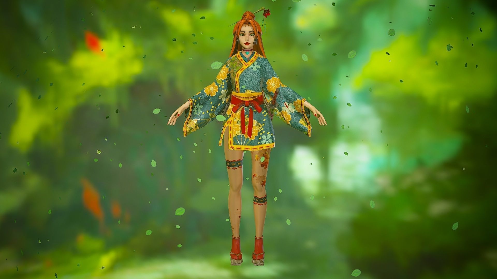 Forest Kitsune - Game Ready Character Low-poly 3D model_11