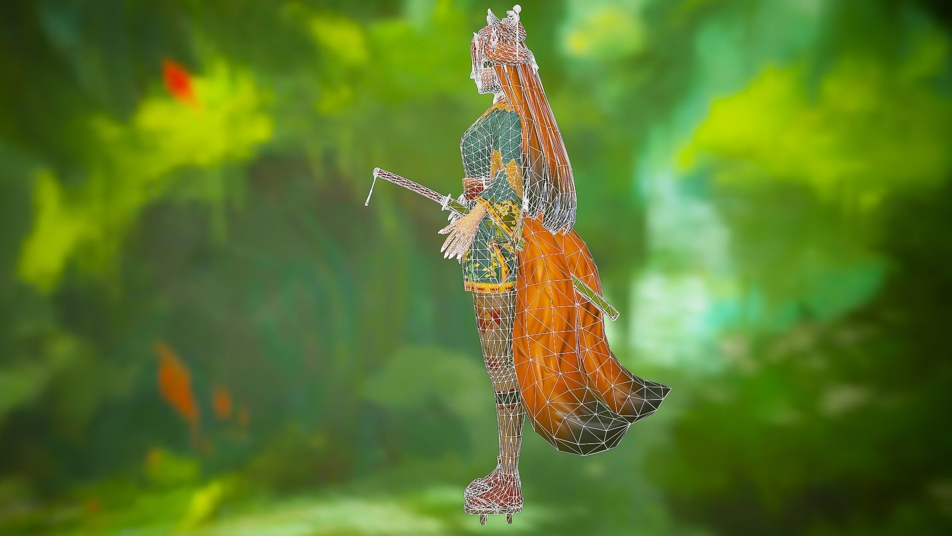 Forest Kitsune - Game Ready Character Low-poly 3D model_17