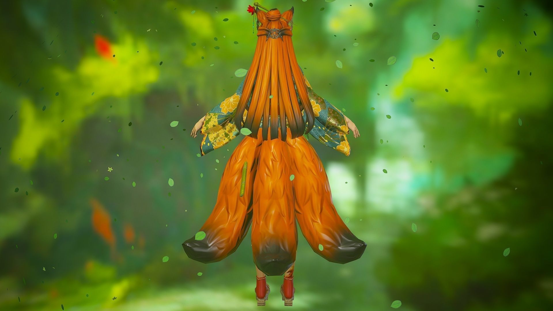 Forest Kitsune - Game Ready Character Low-poly 3D model_5