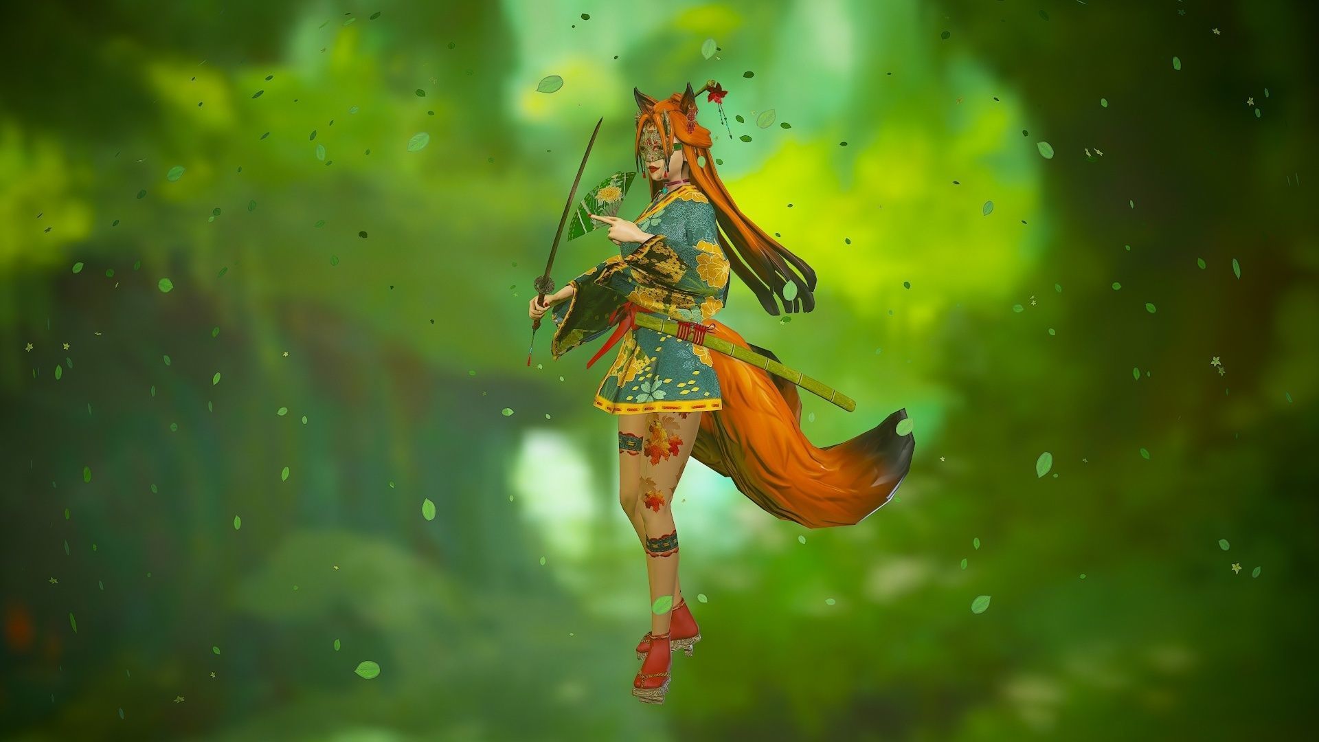 Forest Kitsune - Game Ready Character Low-poly 3D model_25